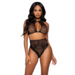 LEG AVENUE - ENSEMBLE DEUX PIÈCES HALTER CROP TOP & THONG CULOTTE TAILLE UNIQUE-LEG AVENUE SETS-sextoys-lingerie-bdsm-hygiène-sexshop
