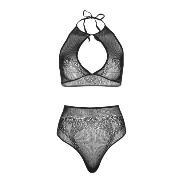 LEG AVENUE - ENSEMBLE DEUX PIÈCES HALTER CROP TOP & THONG CULOTTE TAILLE UNIQUE-LEG AVENUE SETS-sextoys-lingerie-bdsm-hygiène-sexshop