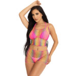 LEG AVENUE - ENSEMBLE HAUT ET PANTALON RÉSILLE MULTICOLORE-LEG AVENUE SETS-sextoys-lingerie-bdsm-hygiène-sexshop