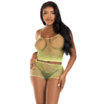 LEG AVENUE - ENSEMBLE T-SHIRT & PANTALON RÉSILLE LIME-LEG AVENUE SETS-sextoys-lingerie-bdsm-hygiène-sexshop