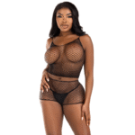 LEG AVENUE - ENSEMBLE T-SHIRT & PANTALON RÉSILLE NOIR-LEG AVENUE SETS-sextoys-lingerie-bdsm-hygiène-sexshop