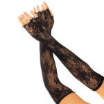 LEG AVENUE – GANTS SANS DOIGTS RESEAU FLORAL NOIR