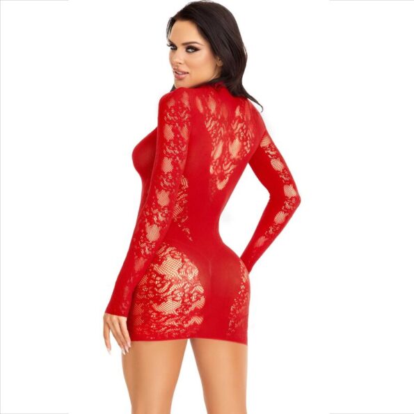 LEG AVENUE - MINI ROBE AVEC DENTELLE MANCHES LONGUES ROUGE-LEG AVENUE DRESSES-sextoys-lingerie-bdsm-hygiène-sexshop