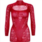 LEG AVENUE – MINI ROBE AVEC DENTELLE MANCHES LONGUES ROUGE