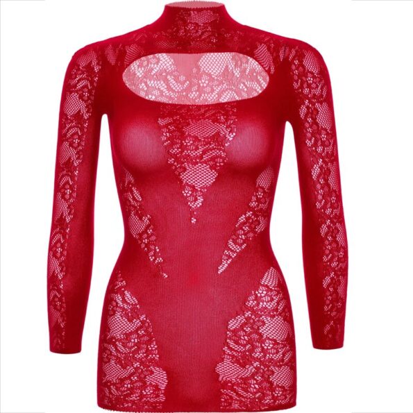 LEG AVENUE - MINI ROBE AVEC DENTELLE MANCHES LONGUES ROUGE-LEG AVENUE DRESSES-sextoys-lingerie-bdsm-hygiène-sexshop