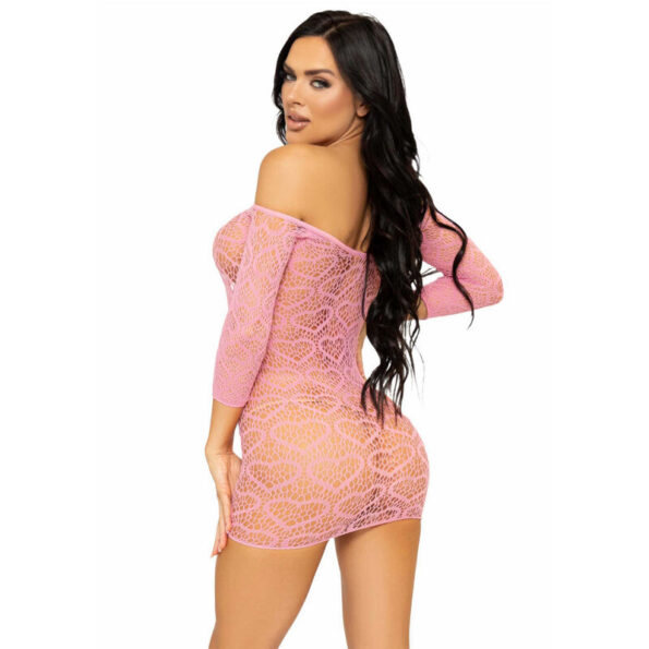 LEG AVENUE - MINI ROBE EN FILET COEUR TAILLE UNIQUE - ROSE-LEG AVENUE DRESSES-sextoys-lingerie-bdsm-hygiène-sexshop
