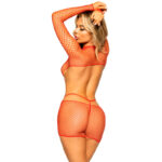 LEG AVENUE – MINI ROBE MANCHES LONGUES NET TAILLE UNIQUE – ROUGE