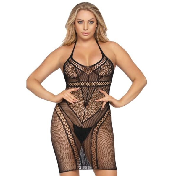 LEG AVENUE - MINI ROBE MULTI FILET TAILLE UNIQUE - NOIR-LEG AVENUE DRESSES-sextoys-lingerie-bdsm-hygiène-sexshop