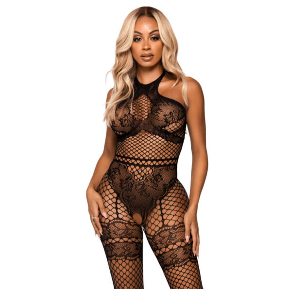 LEG AVENUE - NET HALTER BODYSTOCKING TAILLE UNIQUE - NOIR-LEG AVENUE BODYSTOCKINGS-sextoys-lingerie-bdsm-hygiène-sexshop