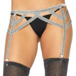 LEG AVENUE - PORTE-JARRETELLES ÉLASTIQUE LUREX ARGENT TAILLE UNIQUE-LEG AVENUE ACCESSORIES-sextoys-lingerie-bdsm-hygiène-sexshop