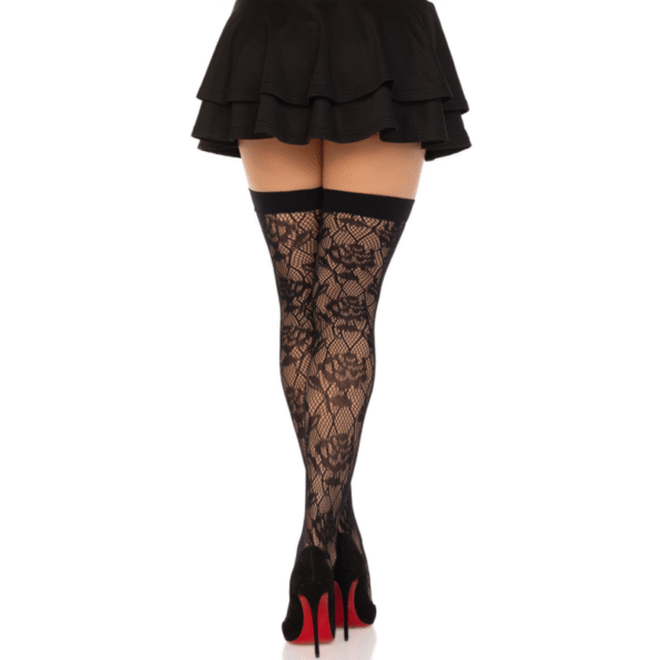 LEG AVENUE - STOCKS NET DE ROSES SAUVAGES NOIR-LEG AVENUE HOSIERY-sextoys-lingerie-bdsm-hygiène-sexshop
