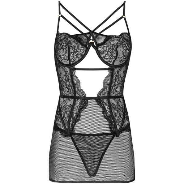 LIVCO CORSETTI FASHION - BARIRIN LC 90633 CHEMISE + CULOTTE NOIR L/XL-LIVCO CORSETTI SETS-sextoys-lingerie-bdsm-hygiène-sexshop