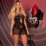 LIVCO CORSETTI FASHION – BARIRIN LC 90633 CHEMISE + CULOTTE NOIR L/XL
