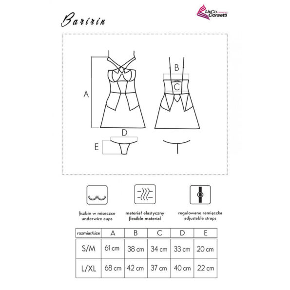 LIVCO CORSETTI FASHION - BARIRIN LC 90633 CHEMISE + CULOTTE NOIR L/XL-LIVCO CORSETTI SETS-sextoys-lingerie-bdsm-hygiène-sexshop