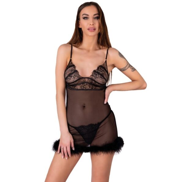 LIVCO CORSETTI FASHION - ENSEMBLE ZERUNAM BABYDOLL + STRING NOIR-LIVCO CORSETTI SETS-sextoys-lingerie-bdsm-hygiène-sexshop
