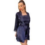 LIVCO CORSETTI FASHION – JACQUELINE LC 90249 ROBE DE CHAMBRE + CHEMISE + CULOTTE BLEU MARINE L/XL