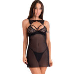 LIVCO CORSETTI FASHION - KROLINA LC 90734 CHEMISE + STRING NOIR L/XL-LIVCO CORSETTI SETS-sextoys-lingerie-bdsm-hygiène-sexshop