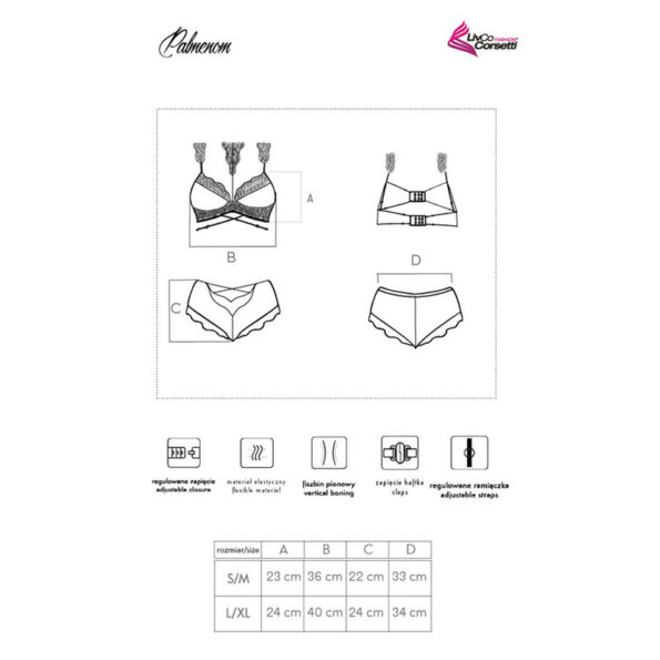 LIVCO CORSETTI FASHION - PALMENOM LC 90614 SOUTIEN-GORGE + CULOTTE NOIR L/XL-LIVCO CORSETTI SETS-sextoys-lingerie-bdsm-hygiène-sexshop