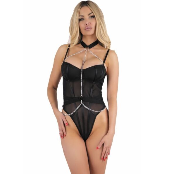 LIVCO CORSETTI FASHION - PEIGNOIR + CHEMISE + STRING MELISENDA CF 1709 NOIR S-LIVCO CORSETTI BODYSTOCKINGS-sextoys-lingerie-bdsm-hygiène-sexshop