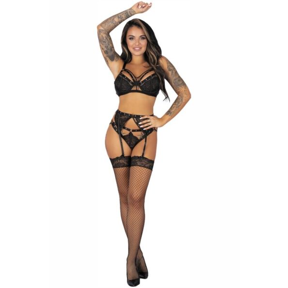 LIVCO CORSETTI FASHION - POJZON LC 90670 SOUTIEN-GORGE + JARRETIÈRE + BAS + CULOTTE NOIR-LIVCO CORSETTI SETS-sextoys-lingerie-bdsm-hygiène-sexshop