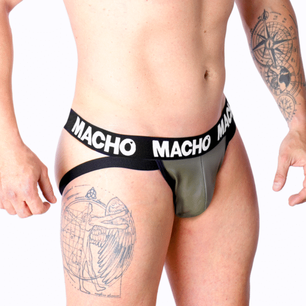 MACHO - MX27GR JOCK CUIR GRIS BEIGE M-MACHO UNDERWEAR-sextoys-lingerie-bdsm-hygiène-sexshop