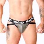 MACHO - MX27GR JOCK CUIR GRIS BEIGE M-MACHO UNDERWEAR-sextoys-lingerie-bdsm-hygiène-sexshop