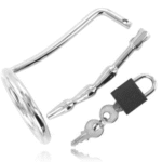 METAL HARD - ANNEAU DE TESTICULE AVEC BOUCHON DE CHASTETÉ URÉTRAL-METAL HARD-sextoys-lingerie-bdsm-hygiène-sexshop