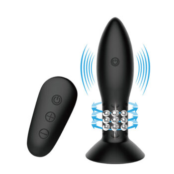 MR PLAY - PLUG AVEC TÉLÉCOMMANDE BILLES TOURNANTES NOIRES-MR PLAY-sextoys-lingerie-bdsm-hygiène-sexshop