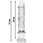 NEBULA SERIES BY IBIZA – MODÈLE 12 GODE EN VERRE BOROSILICATE CLAIR 17 CM -O- 3.5 CM