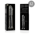NEBULA SERIES BY IBIZA – MODÈLE 12 GODE EN VERRE BOROSILICATE CLAIR 17 CM -O- 3.5 CM