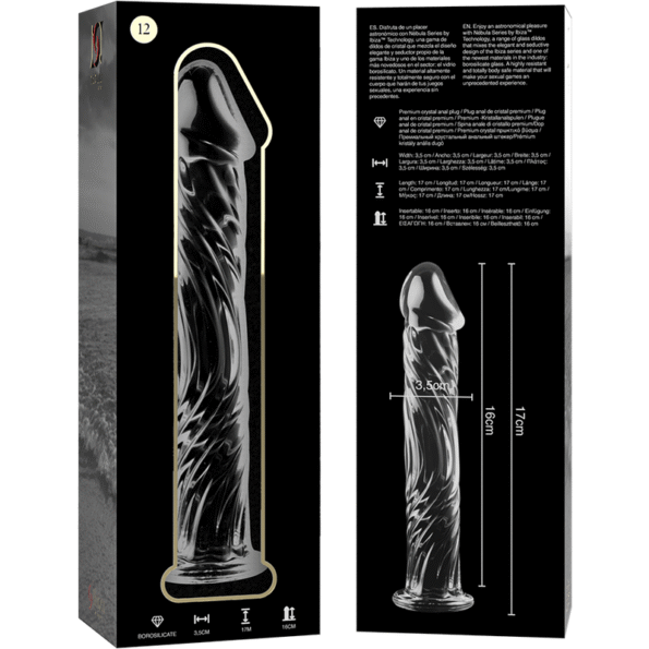 NEBULA SERIES BY IBIZA - MODÈLE 12 GODE EN VERRE BOROSILICATE CLAIR 17 CM -O- 3.5 CM-NEBULA SERIES BY IBIZA-sextoys-lingerie-bdsm-hygiène-sexshop