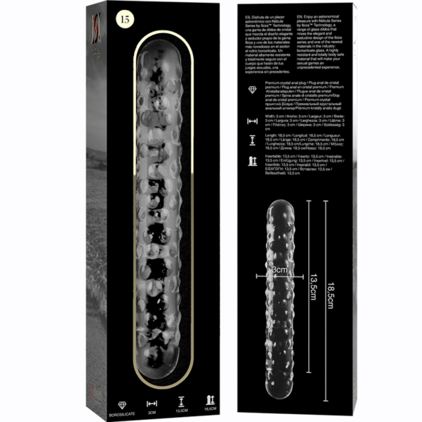 NEBULA SERIES BY IBIZA - MODÈLE 15 GODE EN VERRE BOROSILICATE CLAIR 18.5 CM -O- 3 CM-NEBULA SERIES BY IBIZA-sextoys-lingerie-bdsm-hygiène-sexshop