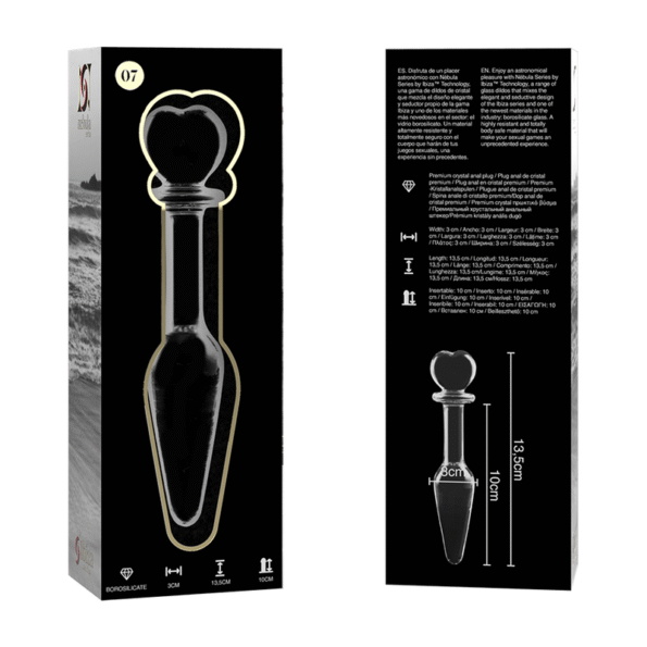 NEBULA SERIES BY IBIZA - PLUG ANAL MODÈLE 7 VERRE BOROSILICATE CLAIR 13.5 CM -O- 3 CM-NEBULA SERIES BY IBIZA-sextoys-lingerie-bdsm-hygiène-sexshop