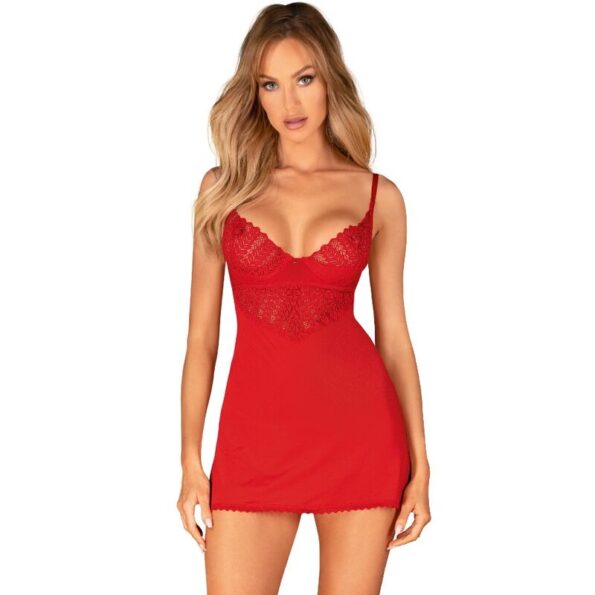 OBSESSIVE - CHEMISE & STRING INGRIDIA ROUGE XS/S-OBSESSIVE CHEMISE-sextoys-lingerie-bdsm-hygiène-sexshop