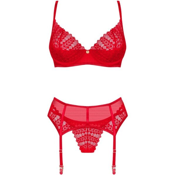 OBSESSIVE - INGRIDIA ENSEMBLE TROIS PIÈCES ROUGE XS/S-OBSESSIVE SETS-sextoys-lingerie-bdsm-hygiène-sexshop