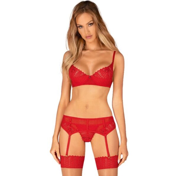 OBSESSIVE - INGRIDIA ENSEMBLE TROIS PIÈCES ROUGE XS/S-OBSESSIVE SETS-sextoys-lingerie-bdsm-hygiène-sexshop