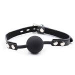 OHMAMA FETISH – BÂILLON BALLE EN SILICONE AVEC CEINTURE EN CUIR (CADENAS INCLUS)