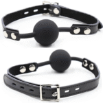 OHMAMA FETISH - BÂILLON BALLE EN SILICONE AVEC CEINTURE EN CUIR (CADENAS INCLUS)-OHMAMA FETISH-sextoys-lingerie-bdsm-hygiène-sexshop