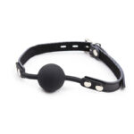 OHMAMA FETISH – BÂILLON BALLE EN SILICONE AVEC CEINTURE EN CUIR (CADENAS INCLUS)