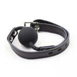 OHMAMA FETISH – BÂILLON BALLE EN SILICONE AVEC CEINTURE EN CUIR (CADENAS INCLUS)