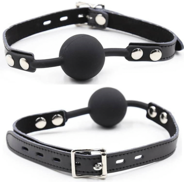 OHMAMA FETISH - BÂILLON BALLE EN SILICONE AVEC CEINTURE EN CUIR (CADENAS INCLUS)-OHMAMA FETISH-sextoys-lingerie-bdsm-hygiène-sexshop