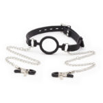 OHMAMA FETISH - RING GAG AVEC CHAÎNES ET PINCES À TÉLÉNOLS-OHMAMA FETISH-sextoys-lingerie-bdsm-hygiène-sexshop