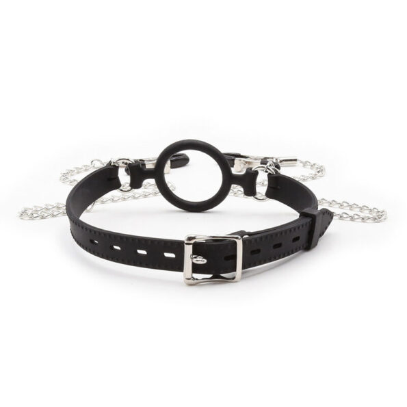 OHMAMA FETISH - RING GAG AVEC CHAÎNES ET PINCES À TÉLÉNOLS-OHMAMA FETISH-sextoys-lingerie-bdsm-hygiène-sexshop