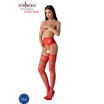 PASSION – S030 BAS ROUGES AVEC JARRETIÈRE TAILLE UNIQUE