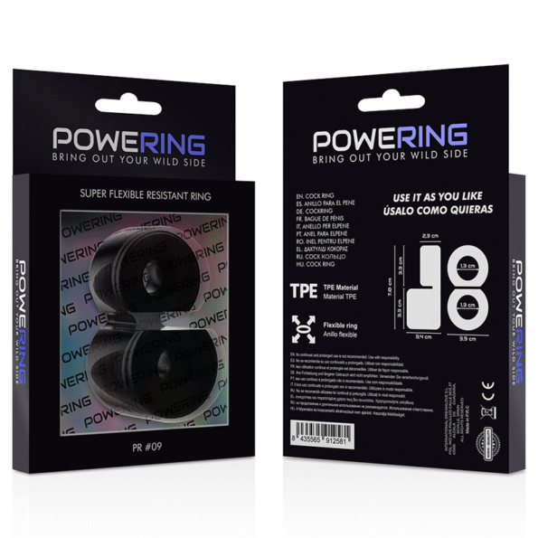 POWERING - ANNEAU PÉNIS DOUBLE SUPER FLEXIBLE ET RÉSISTANT PR09 NOIR-POWERING-sextoys-lingerie-bdsm-hygiène-sexshop
