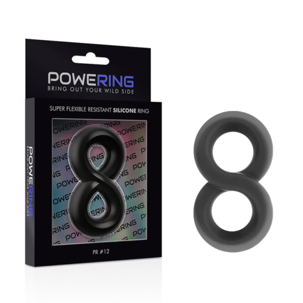 POWERING - ANNEAU PÉNIS ET TESTICULES SUPER FLEXIBLE ET RÉSISTANT PR12 NOIR-POWERING-sextoys-lingerie-bdsm-hygiène-sexshop