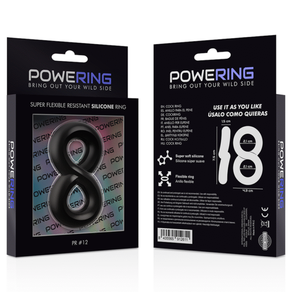 POWERING - ANNEAU PÉNIS ET TESTICULES SUPER FLEXIBLE ET RÉSISTANT PR12 NOIR-POWERING-sextoys-lingerie-bdsm-hygiène-sexshop