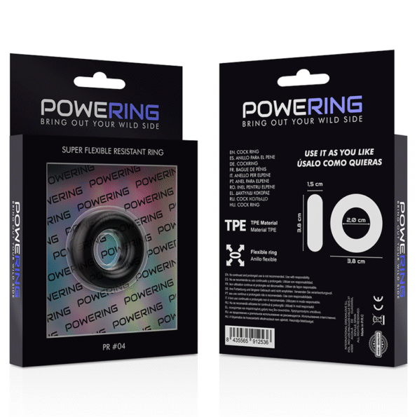 POWERING - ANNEAU PÉNIS SUPER FLEXIBLE ET RÉSISTANT 3.8CM PR04 NOIR-POWERING-sextoys-lingerie-bdsm-hygiène-sexshop