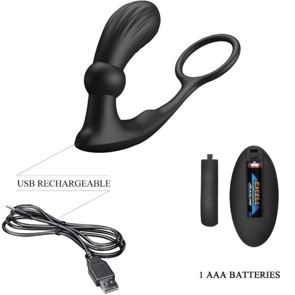 PRETTY LOVE - ANNEAU ANAL ET VIBRATEUR WARREN NOIR-PRETTY LOVE BOTTOM-sextoys-lingerie-bdsm-hygiène-sexshop