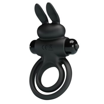 PRETTY LOVE - ANNEAU DE LAPIN VIBRATOR III POUR PÉNIS NOIR-PRETTY LOVE MALE-sextoys-lingerie-bdsm-hygiène-sexshop